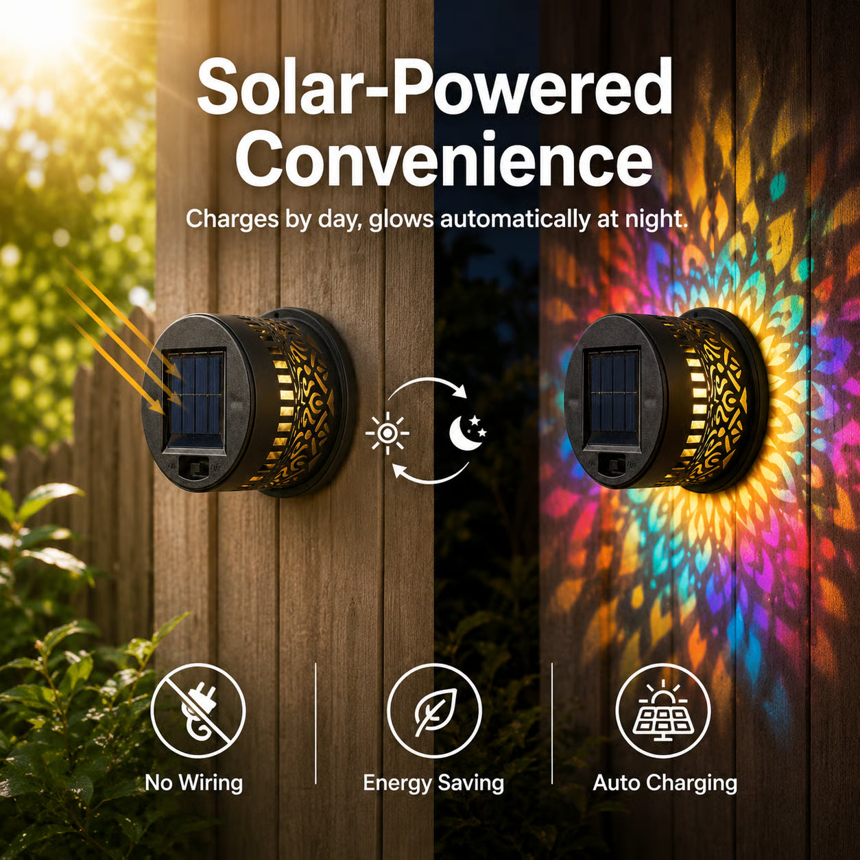 35K+ SOLD!✨Solar Mandala Wall Light | Outdoor Garden Fence Projector Lamp 🪐🌌