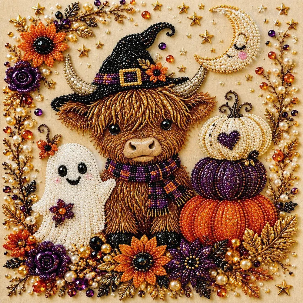 Halloween Pearl Art DIY Kit – Turn Tiny Pearls into Spooky-Cute Magic (Size:7.87in*7.87in)
