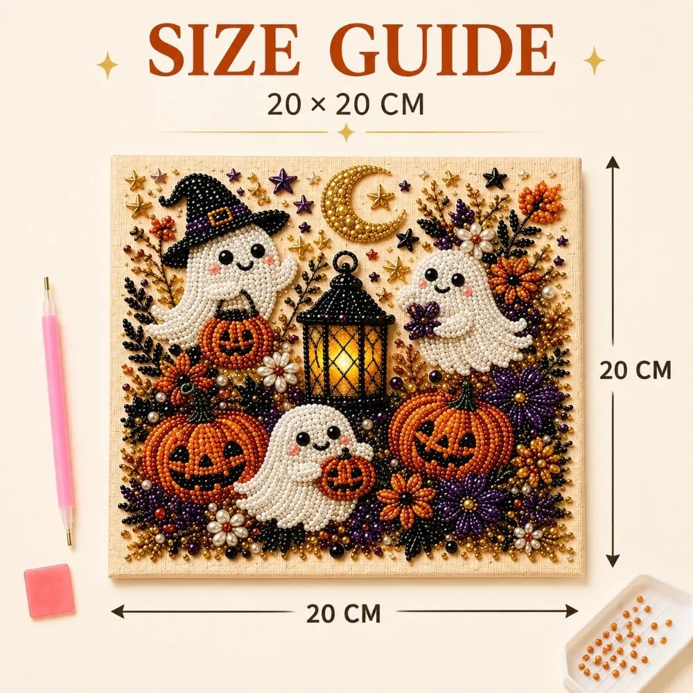 Halloween Pearl Art DIY Kit – Turn Tiny Pearls into Spooky-Cute Magic (Size:7.87in*7.87in)