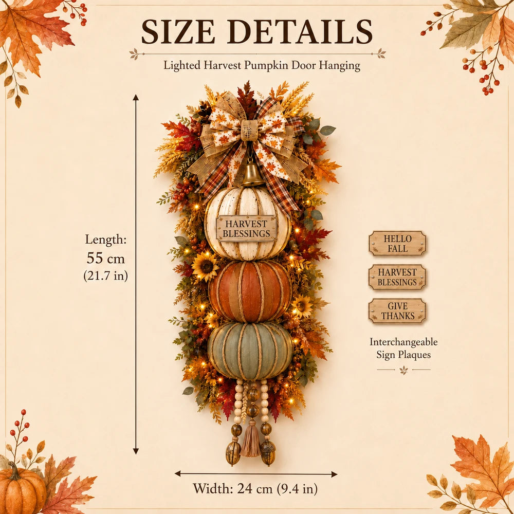 🏡🎃 Lighted Stacked Pumpkin Fall Door Decor