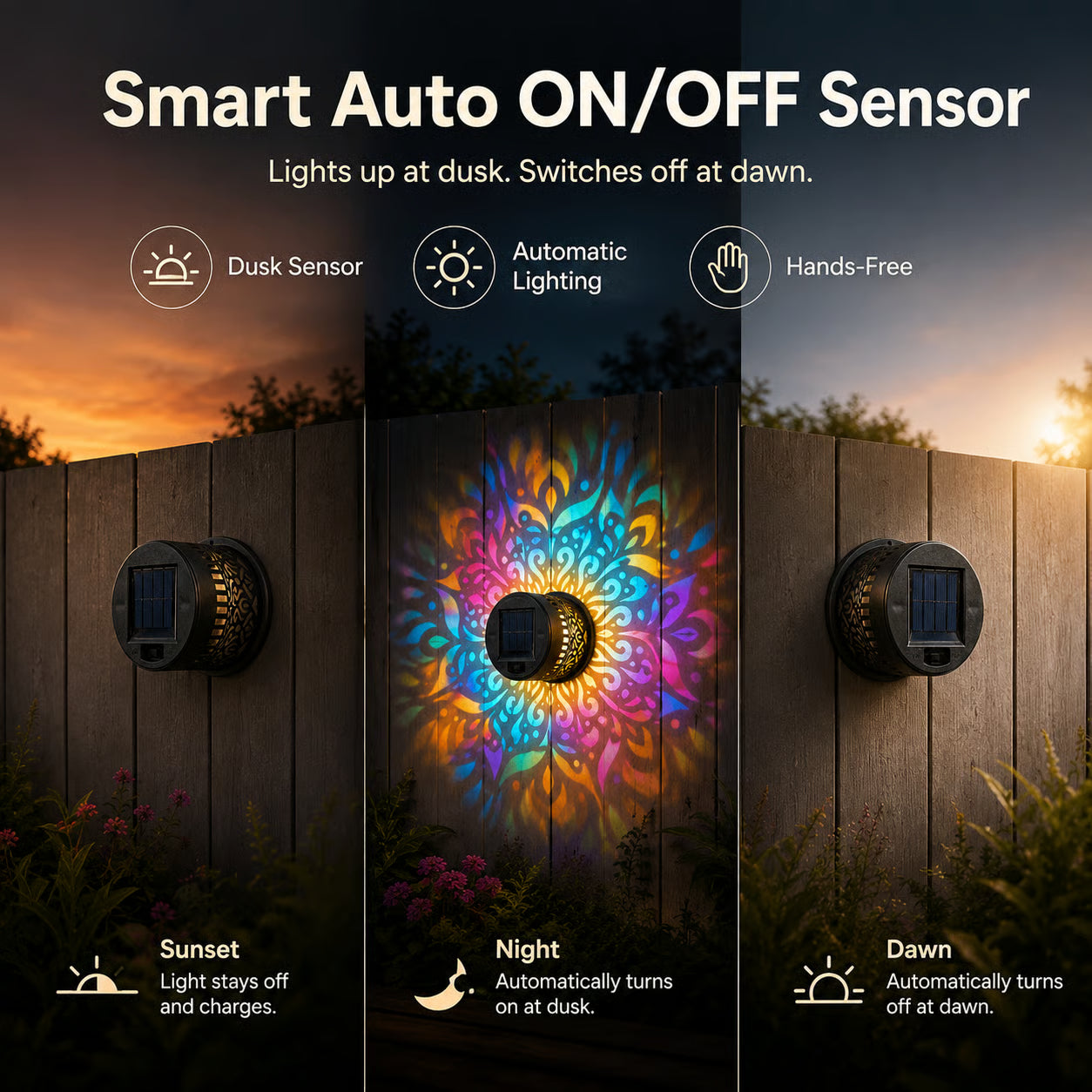 35K+ SOLD!✨Solar Mandala Wall Light | Outdoor Garden Fence Projector Lamp 🪐🌌