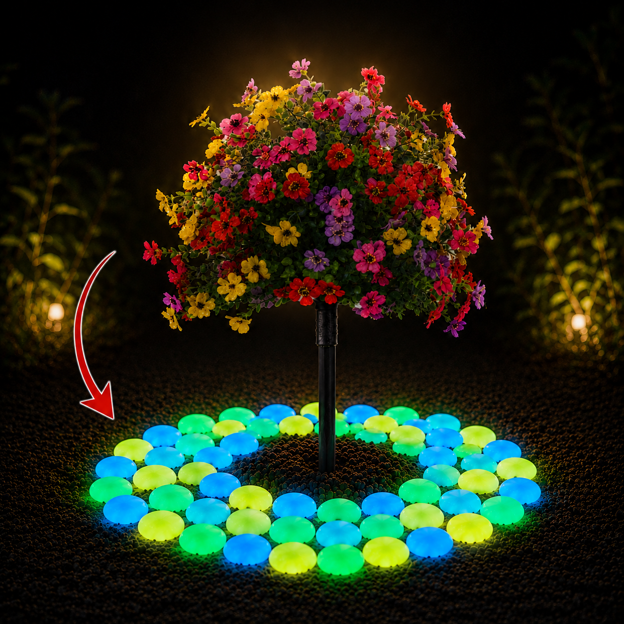 Add 100 Luminous Stone Around Your Flowers