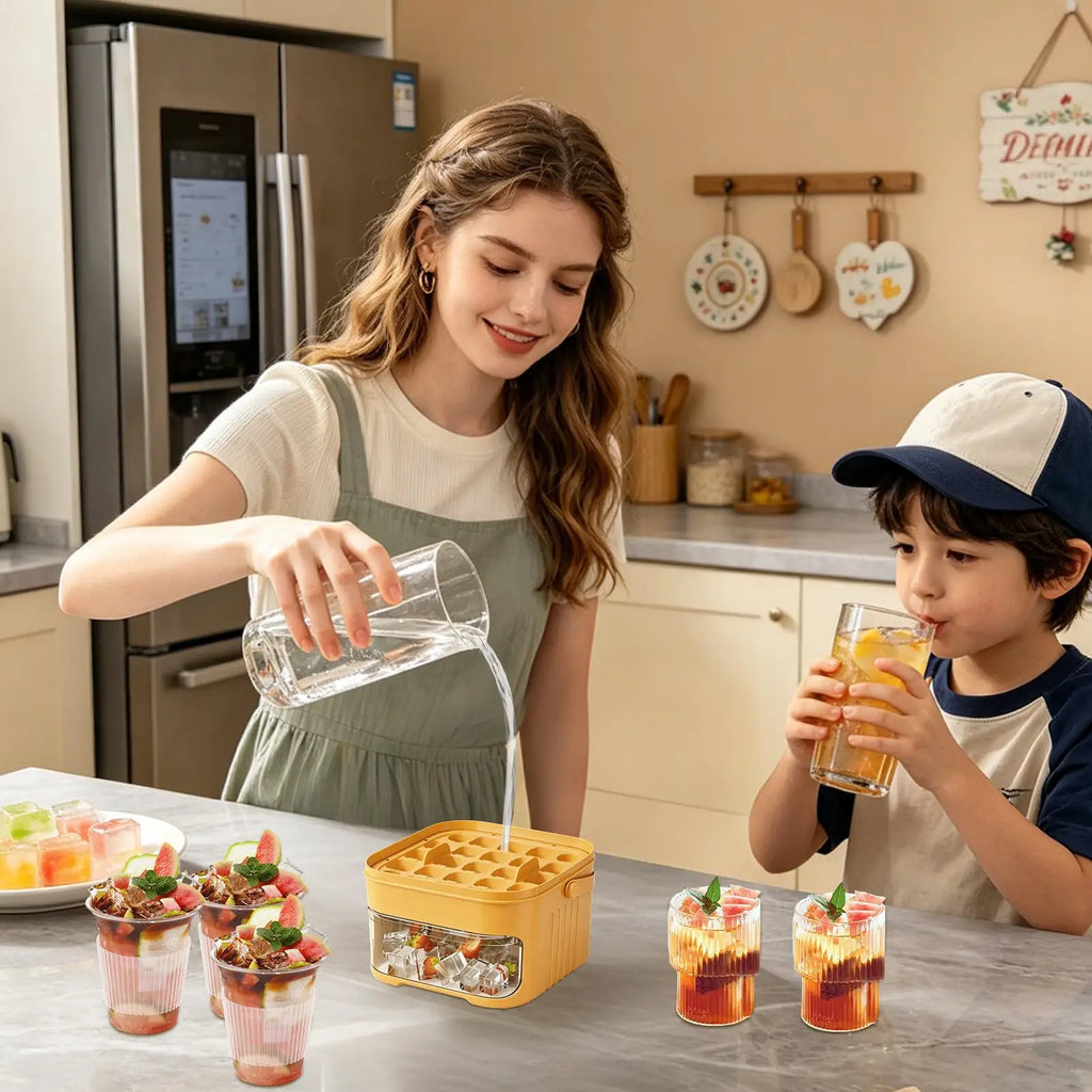 Ice Trays For Freezer With Lid & Bin