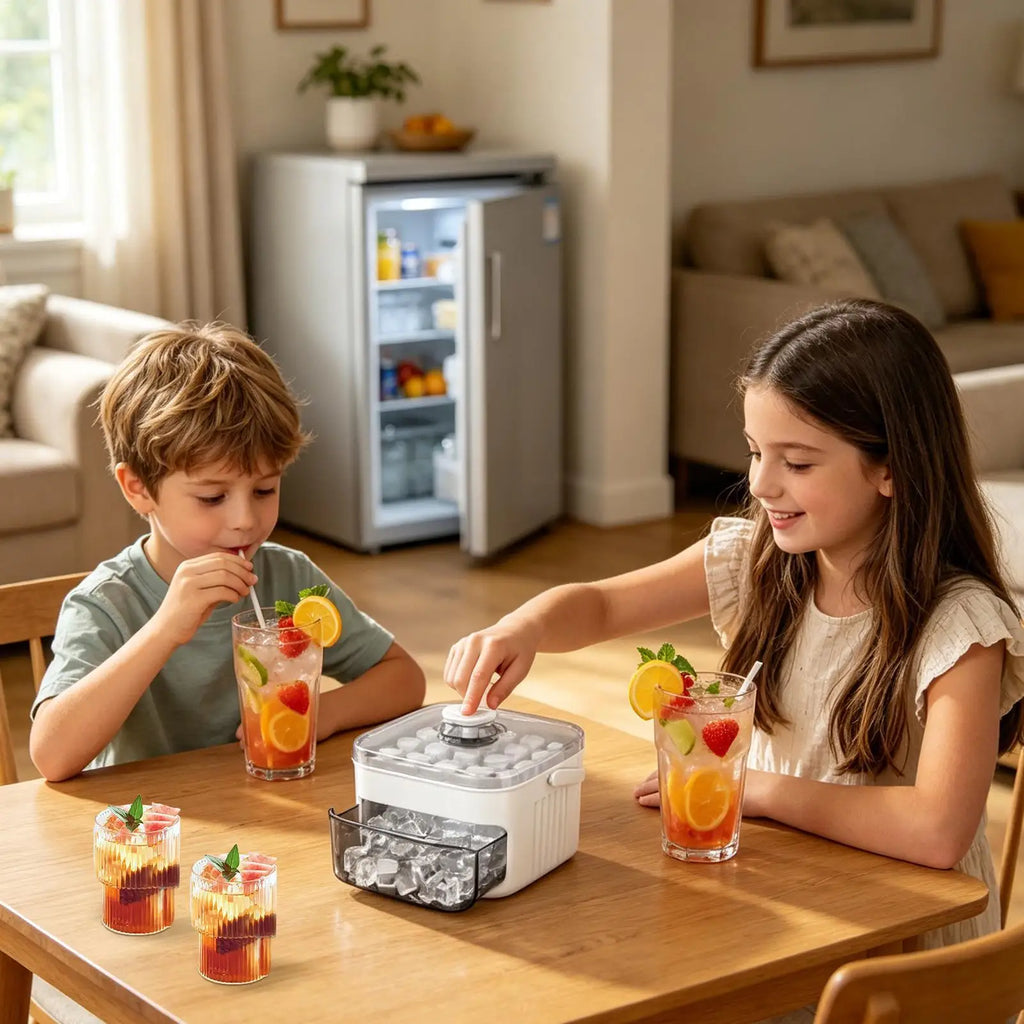 Ice Trays For Freezer With Lid & Bin