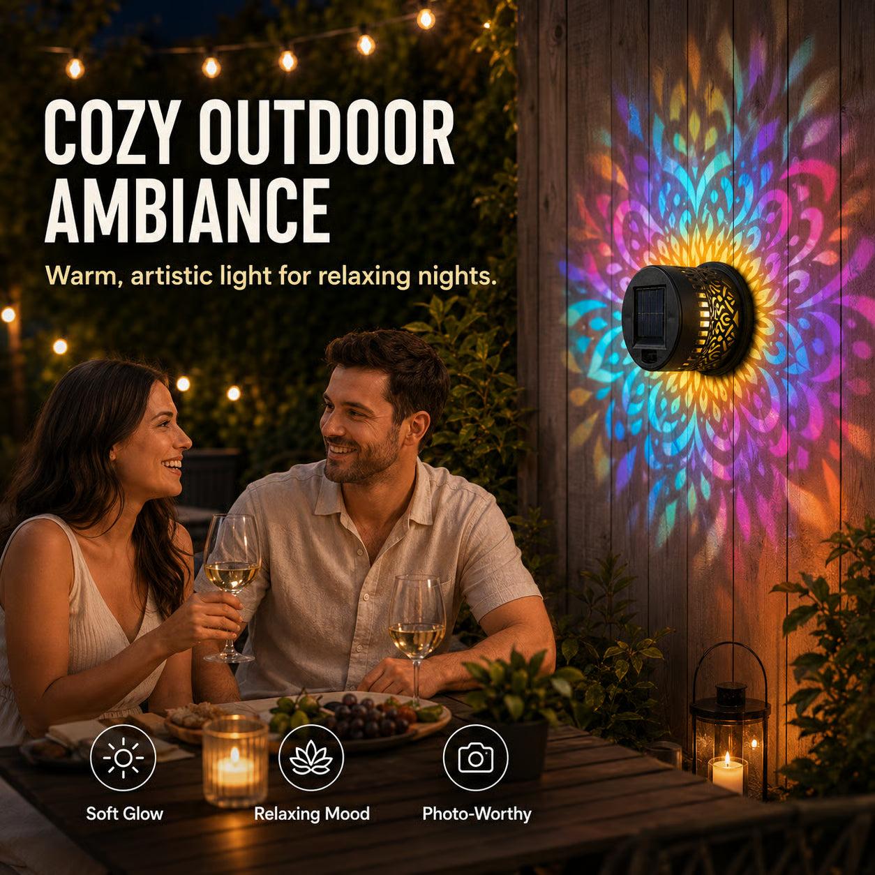 35K+ SOLD!✨Solar Mandala Wall Light | Outdoor Garden Fence Projector Lamp 🪐🌌