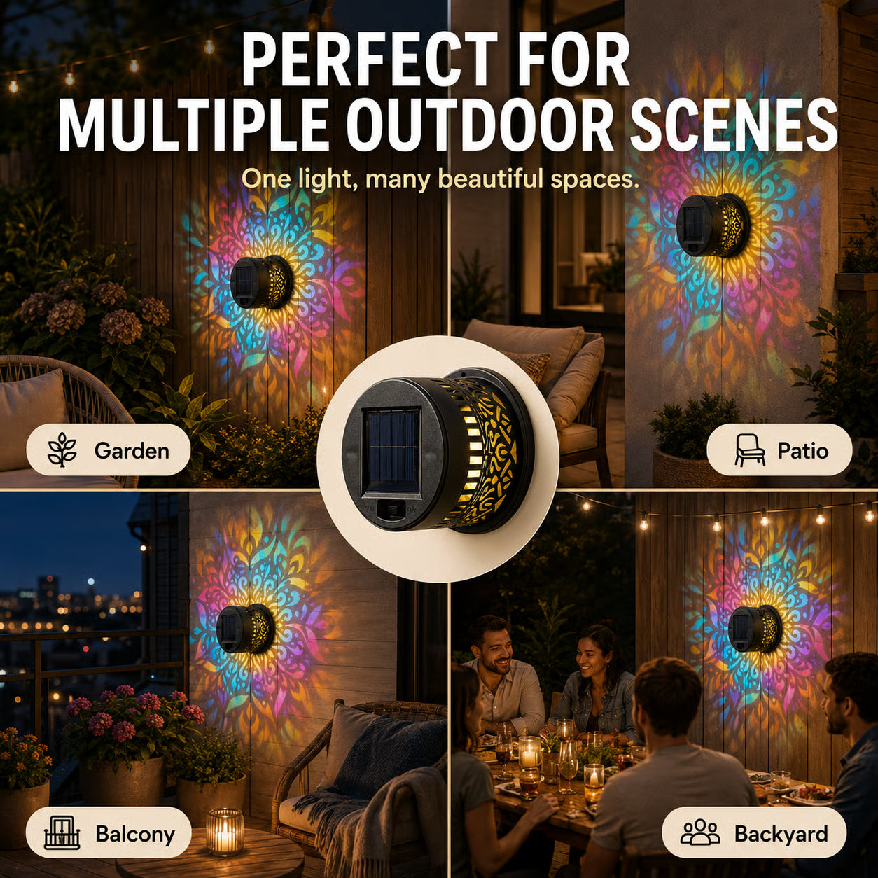 35K+ SOLD!✨Solar Mandala Wall Light | Outdoor Garden Fence Projector Lamp 🪐🌌